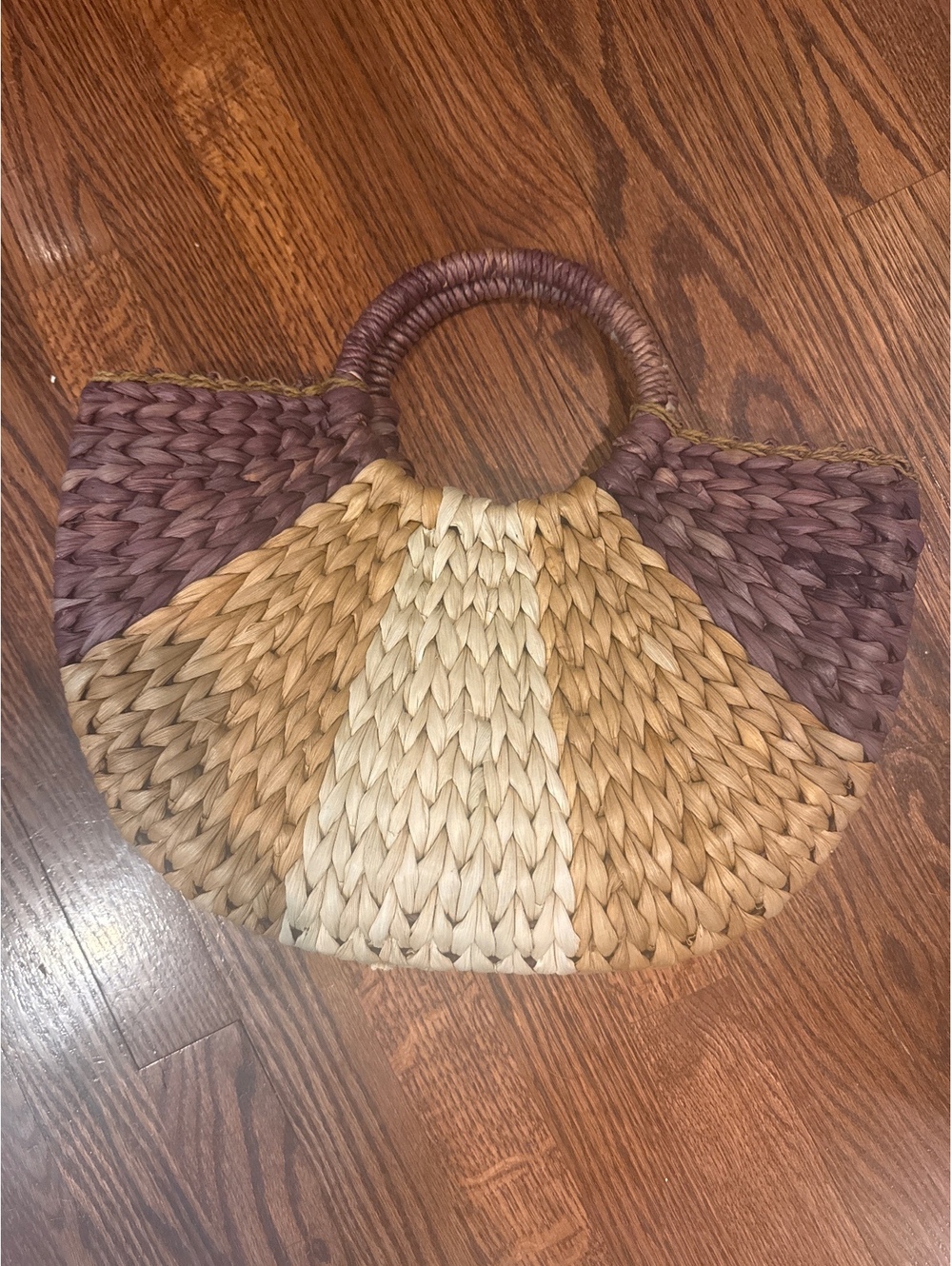 Talbots Vintage Fabric-Lined Straw Bag